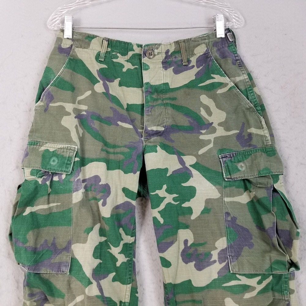 US Army Cargo Pants Mens Small Reg Green Woodland Camo BDU Trousers Hot Weather - Picture 2 of 11